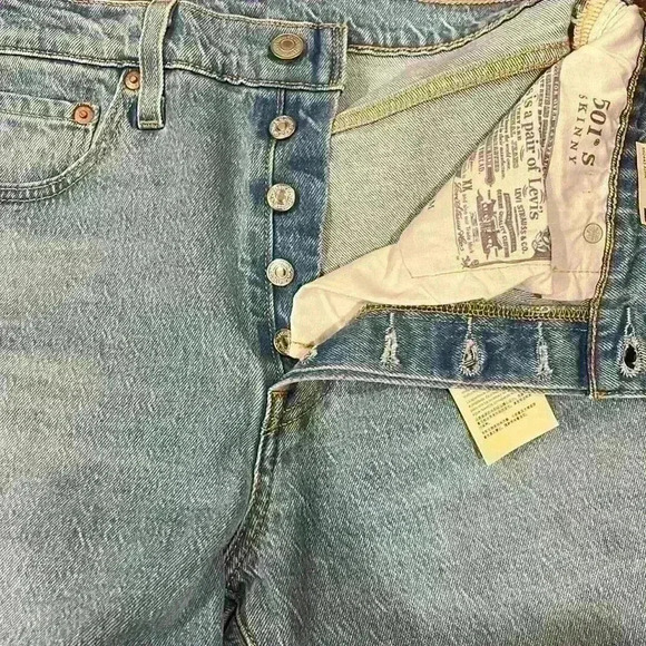 Levi’s 501 29x28 skinny blue denim jeans - Picture 3 of 4